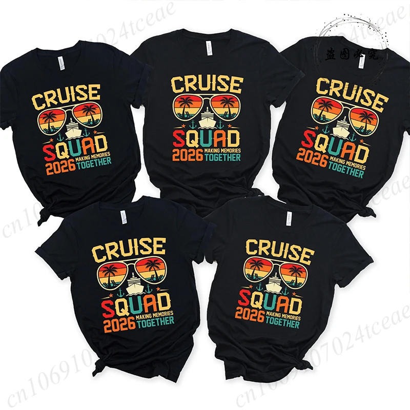 Cruise Squad 2026 Shirt T-Shirts, Retro Family Vacation Tee,making Memories Together T-Shirts,short Sleeve Family Tops Clothing