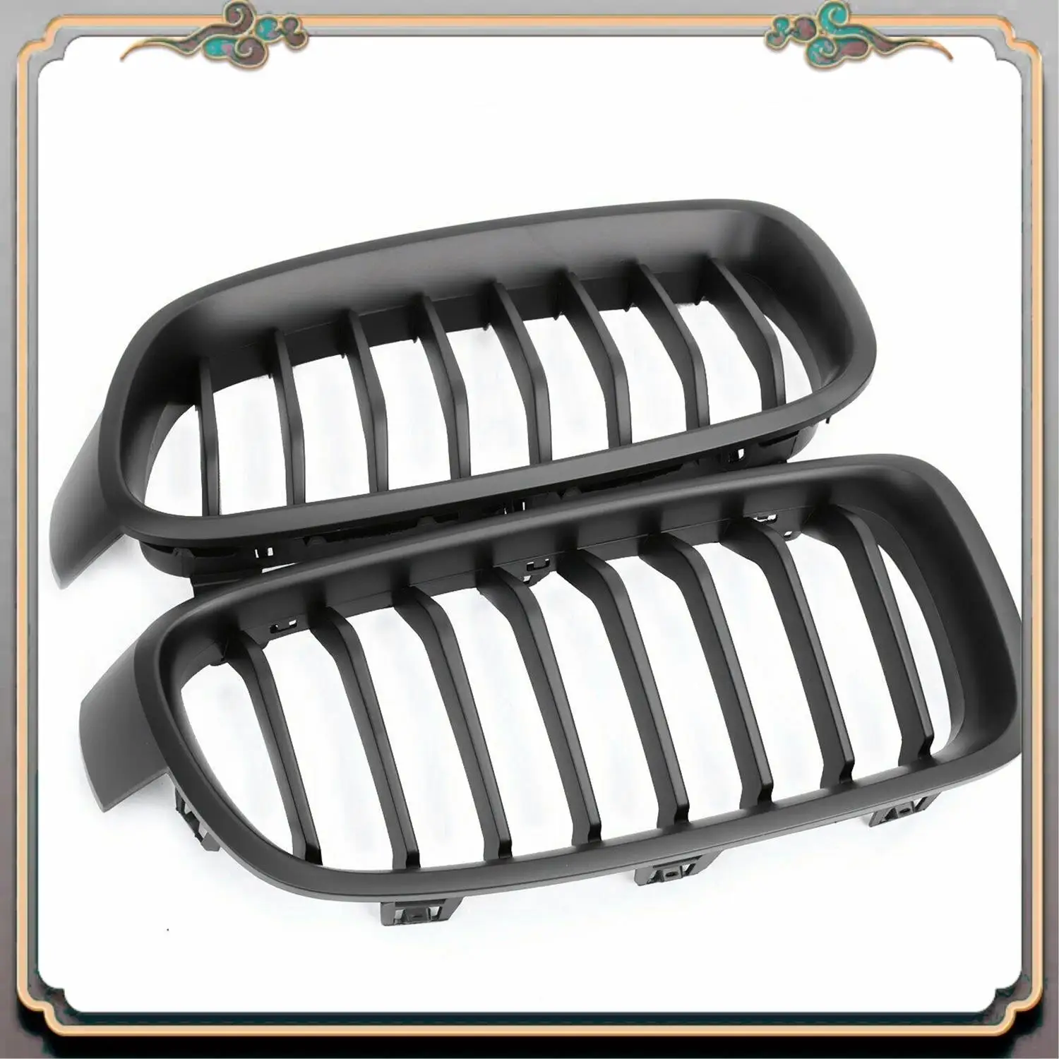 

A73Q-F30 Grill, Front Hood Kidney Grille Grill For-BMW 3 Series F30 F31 F35 2012-2018 (Single Slat Matte Black)