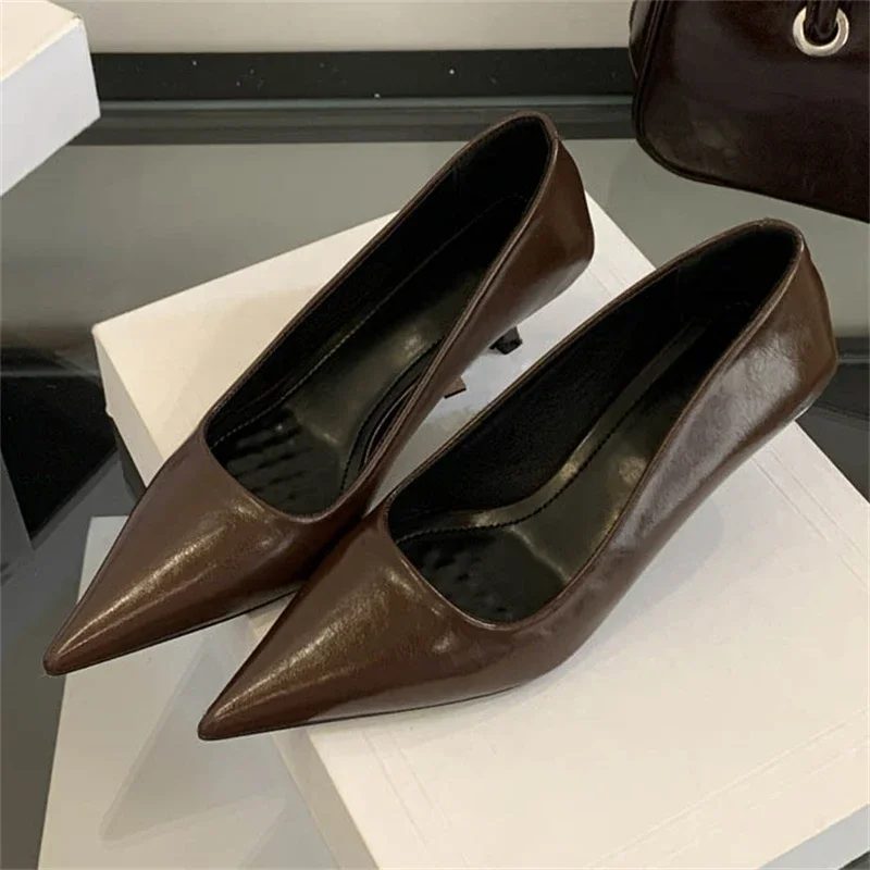 

Aneikeh/элегантные женские туфли-лодочки на тонком низком каблуке с острым носком, пикантные весенне-осенние модельные туфли для выпускного вечера на мелком каблуке, женская обувь