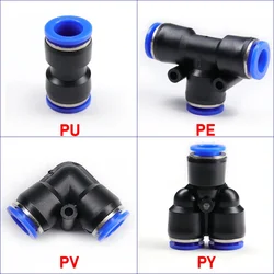 1~50pcs Pneumatic Fittings OD4mm 6mm 8mm 10mm 12mm 14mm 16mm PY/PU/PV/PE Series Air Pipe Hose Quick Push in Hose Jions