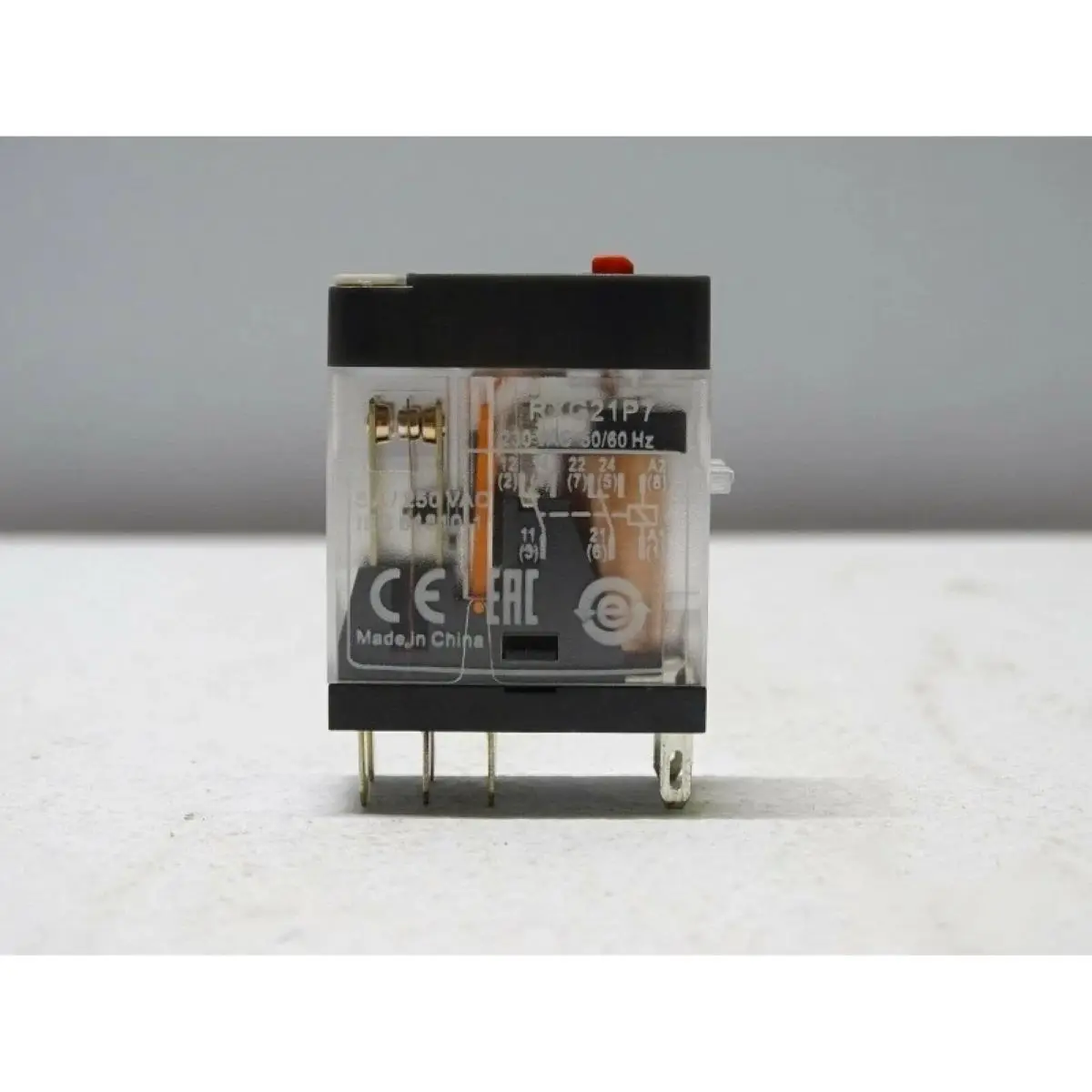 10 pcs Interface plug-in relay, 5 A, 2 CO, lockable test button, 230 V AC RXG21P7