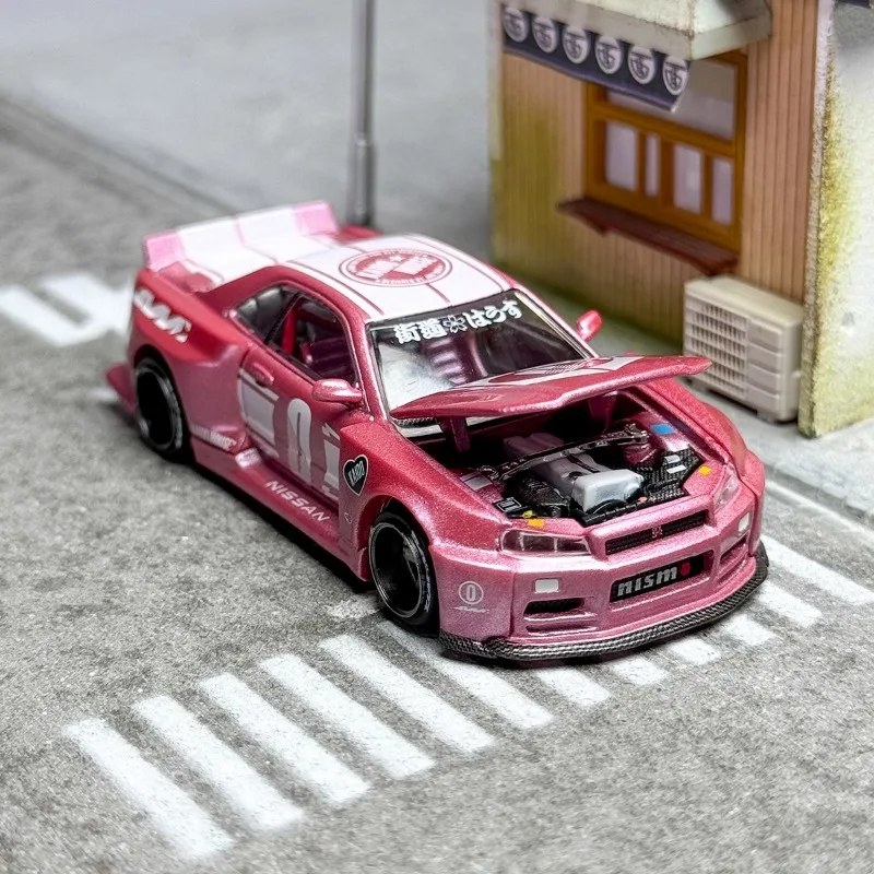 Kaido Housexminigt 1/64 Nissan Skyline GT-R (R34) Kaido Racefabriek V1 Gelegeerd Speelgoed Motorvoertuig Diecast Metalen Model Cadeau