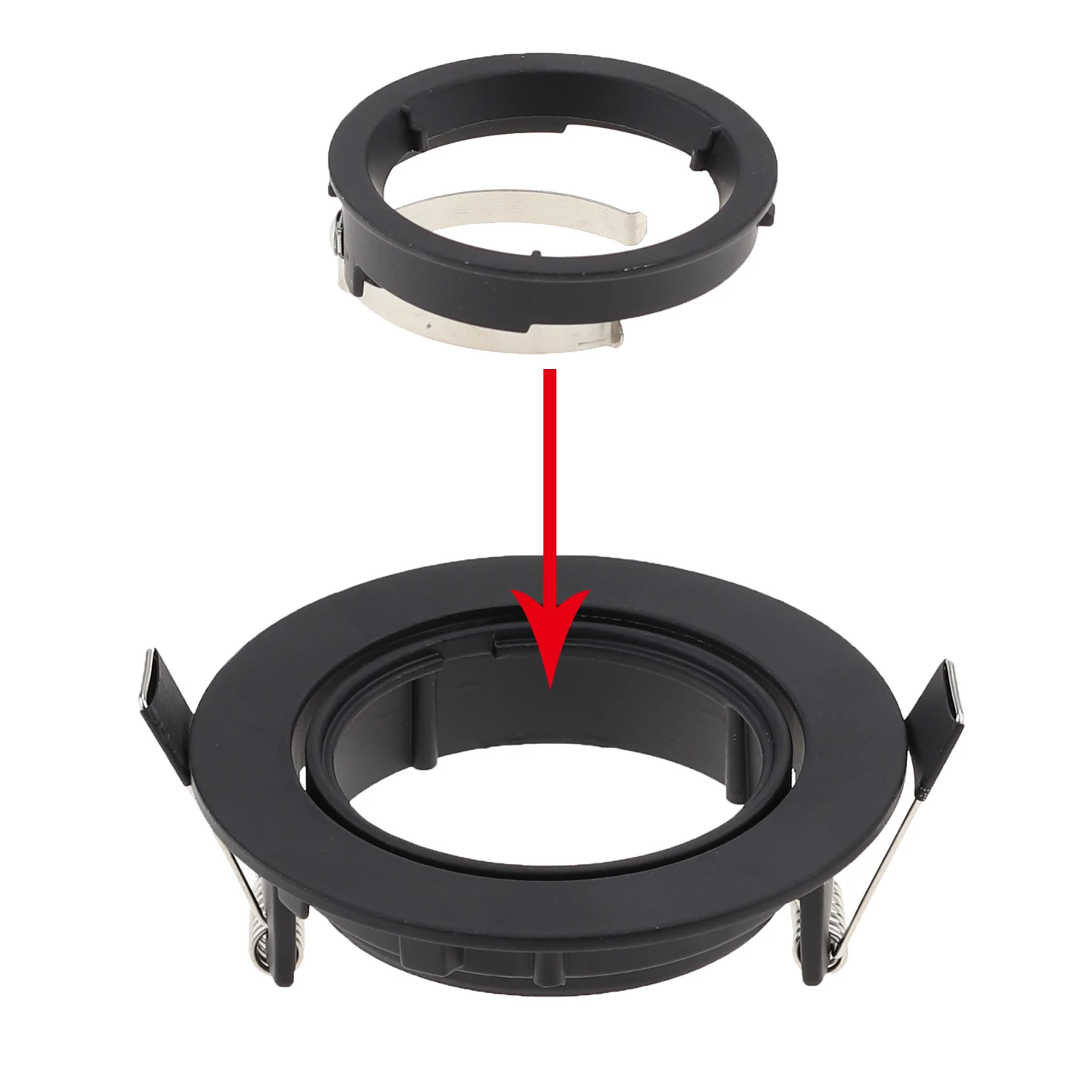 Round Alumínio LED Teto Spot Light Frame, Embeded Luminárias, GU10 MR16 Montagem, 2Pcs