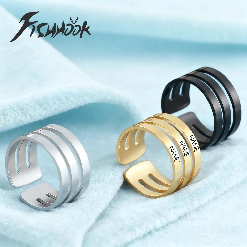 

Пара персонализированных колец на палец с гравировкой имени, кольцо на заказ, подарок на день Святого Валентина для женщин и мужчин, семейные свадебные украшения из нержавеющей стали