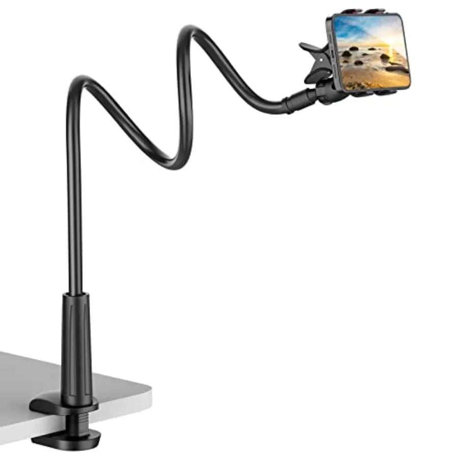 

Gooseneck Cell Phone Holder, Universal 360 Flexible Phone Stand Lazy Bracket Mount Long Arms Clamp for Phone 13 Pro Xs Max XR X