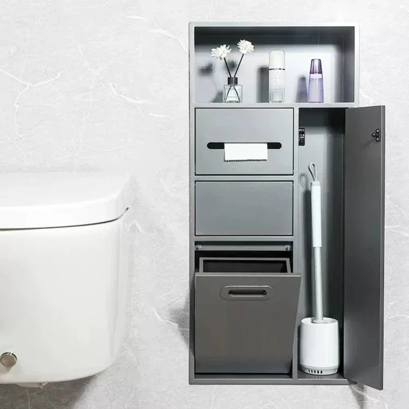 Stainless steel trash can niche toilet bathroom toilet side niche embedded concealed rack can be customized