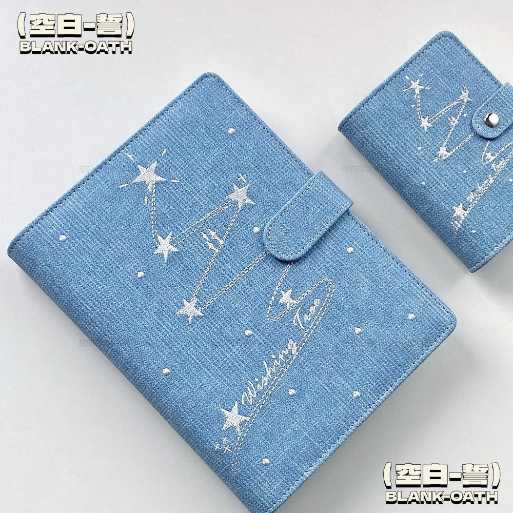 

Wish Tree Blue A5 Magnetic Card Album - 4 Pocket Denim Look Holder for Polaroid Photos, K-Pop Star Collection & Memory Keeping