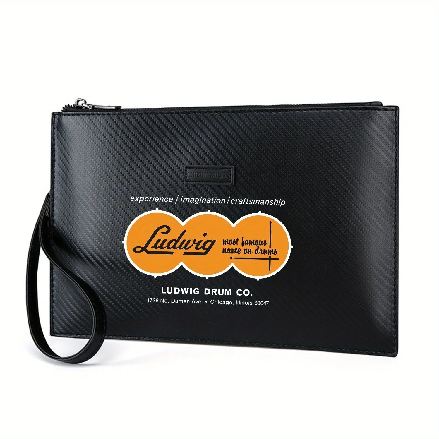 

Логотип барабана оранжевый черный черный Элегантная мужская сумка из искусственной кожи с принтом Модная и практичная для повседневной носки