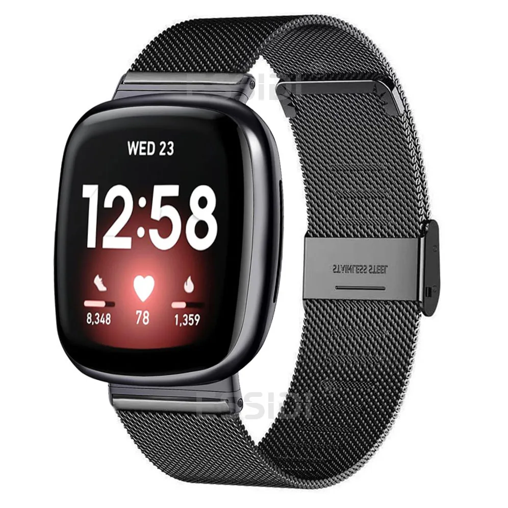 Stainless Steel Mesh Band For Fitbit Versa 4 3 Women Men Woven Watch Wrist Strap Loop For Fitbit Sense 2 Replacement