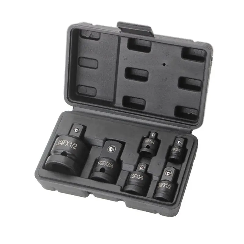 LLCS-6Pcs Adapter Pneumatic Sleeve Head 1/2 To 3/4 Black Plastic Box For Automobile Torque Mechanical Hardware Products Easy Ins