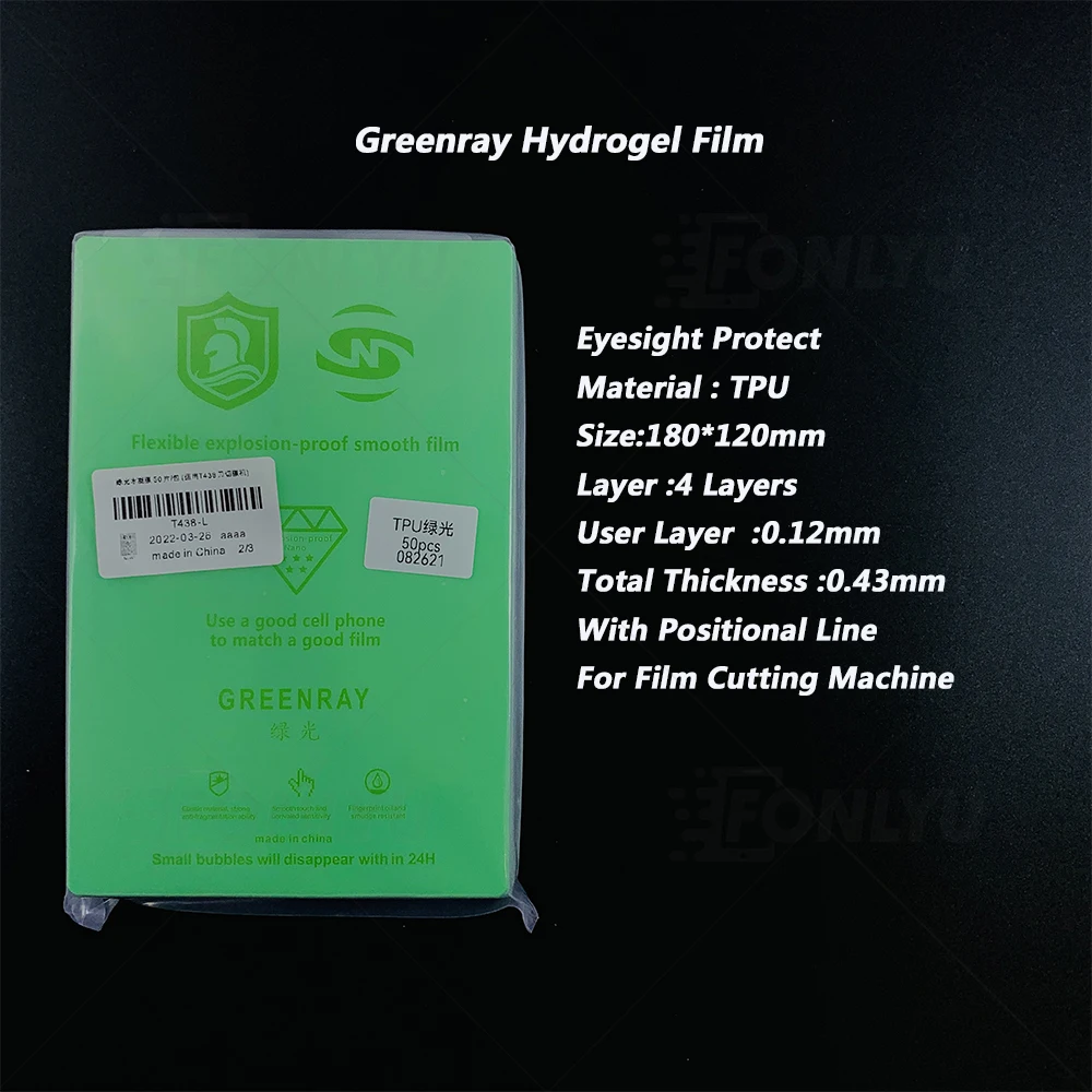 FONLYU 50PCS GreenRay TPU HD Flexible Soft Hydrogel Film Cellphone Screen Protector For Unlimited Devia Film Cutting Machine