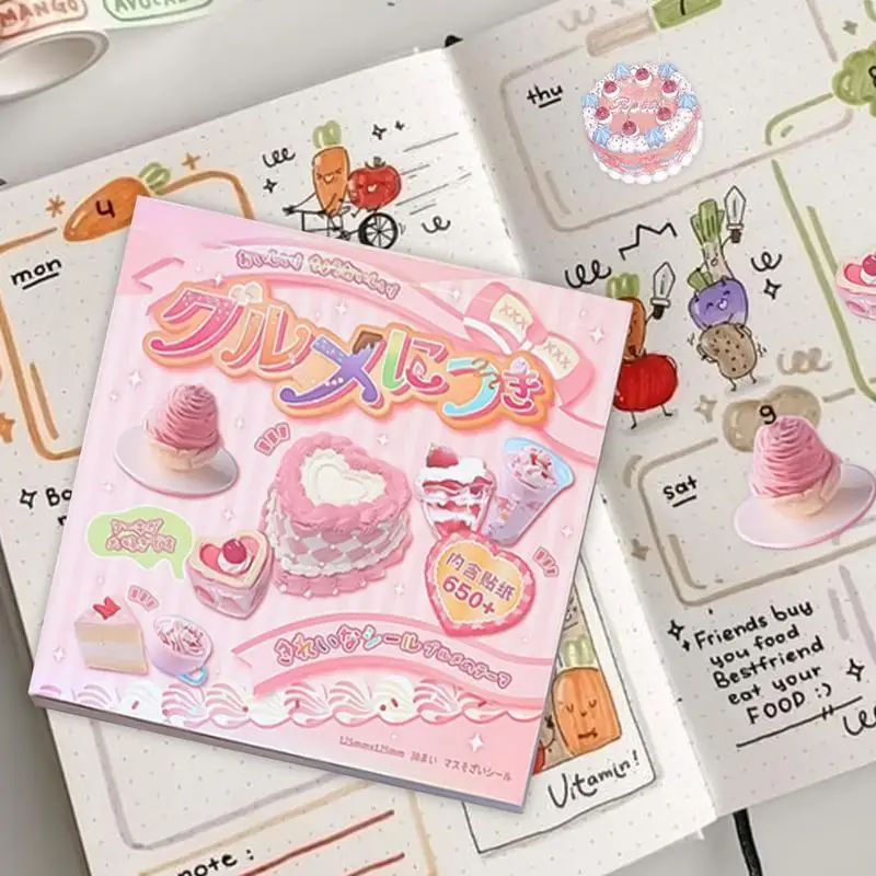 30 sheets Ins Retro Cute Dessert Cake Decorative Stickers Book Scrapbooking Phone Case DIY Journal Collage Material Stickers