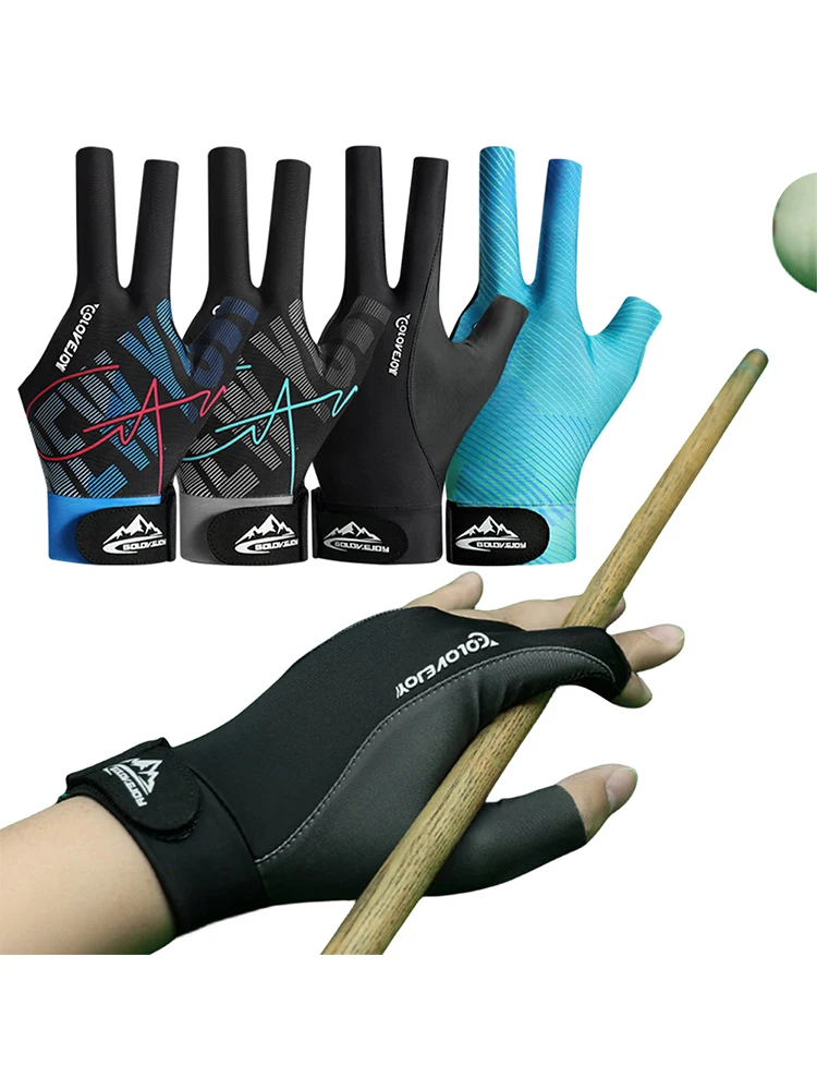 قفازات البلياردو ثلاثة أصابع قفازات المضادة للانزلاق قفازات الاصبع المفتوحة قابل للتعديل 3 أصابع السنوكر قفاز للرجال النساء اليد اليسرى