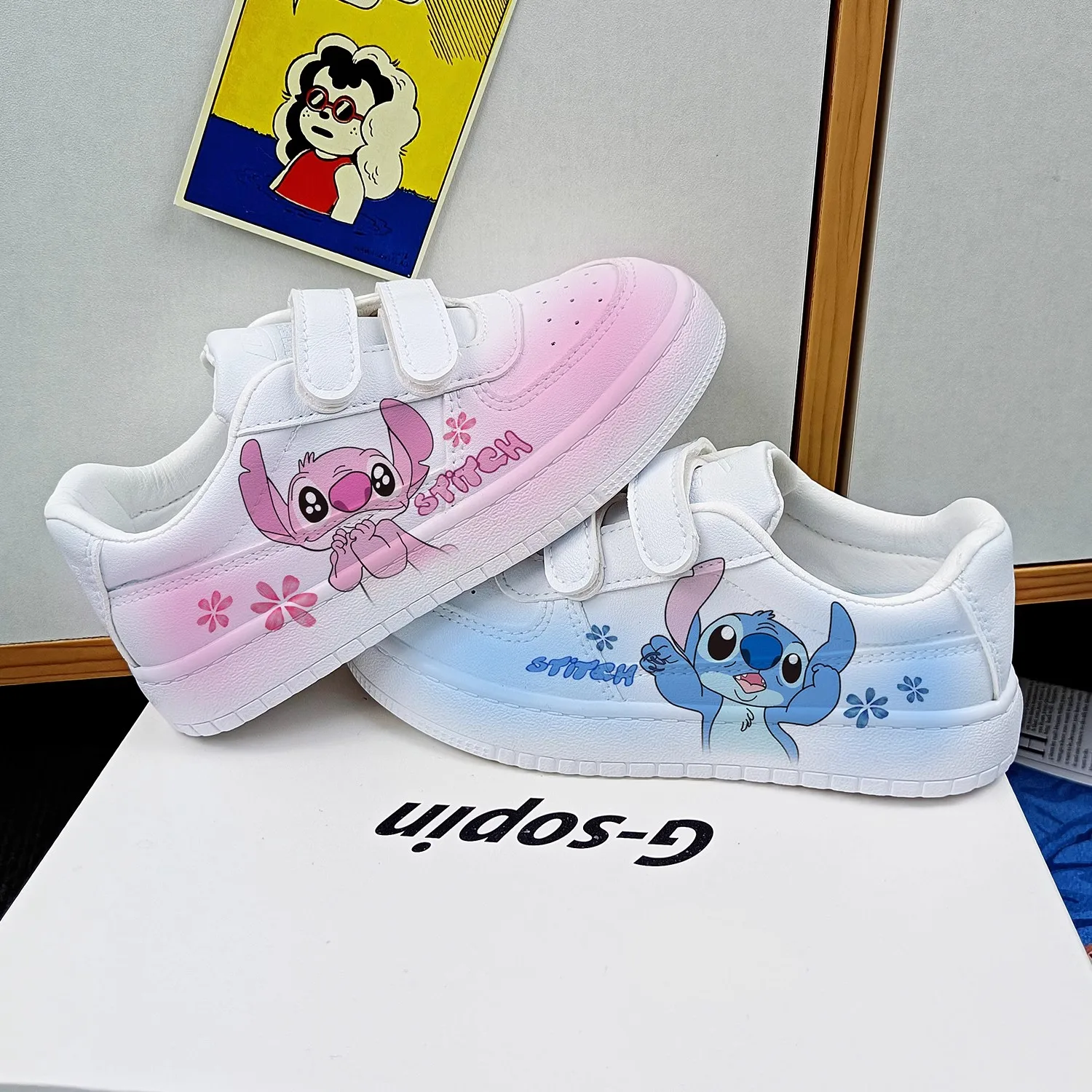 Disney Lilo & Stitch Print Sport Shoes Kids Tennis Shoes New Children White Shoes Casual Sneakers Cartoon StellaLou Shoes