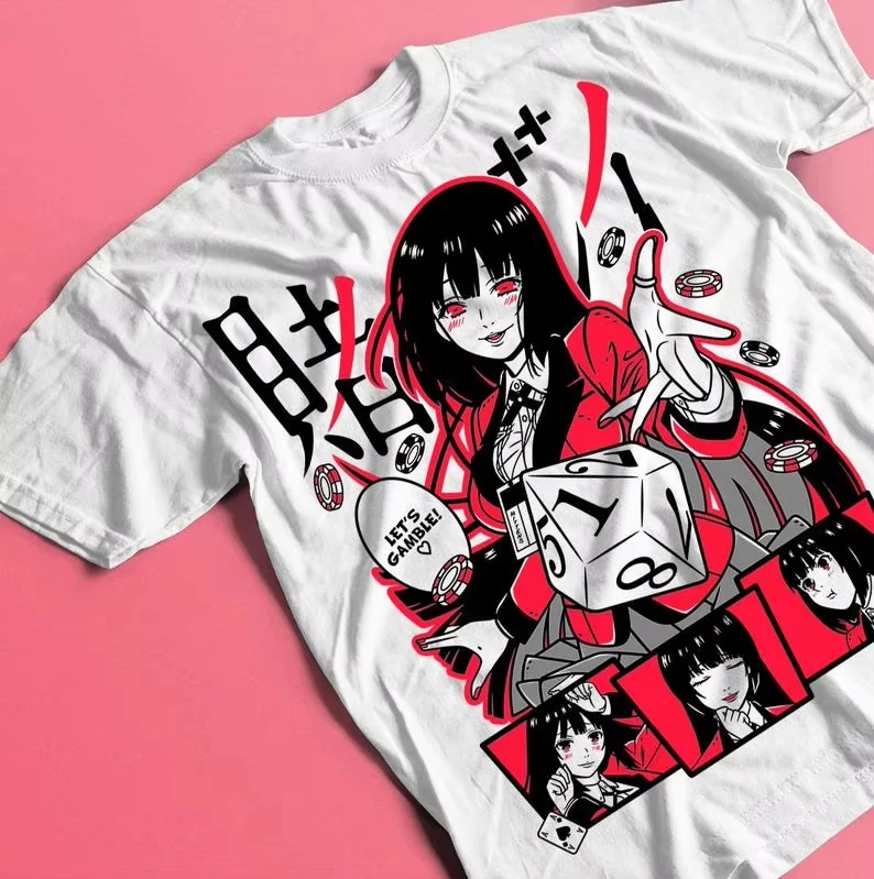 KAKEGURUI T-shirt Summer Short Sleeve Male Tshirts Casual Fashion Oversized Unisex Streetwear Trendy Cotton Short high quality