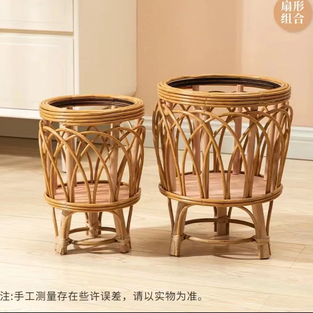 Green plant flower pot ins Nordic rattan straw wood floor-to-ceiling indoor living room balcony decorative green plant flower