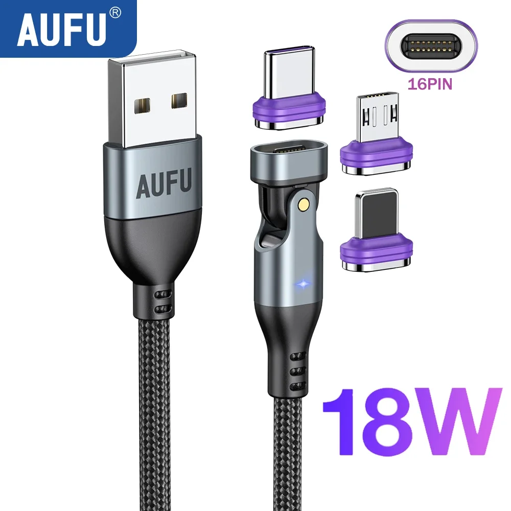 AUFU 3A Magnetic USB Charging Cable for Iphon Huawei Fast Charging Magnet Charger Micro USB For Xiaomi Samsung Mobile Phone Wire