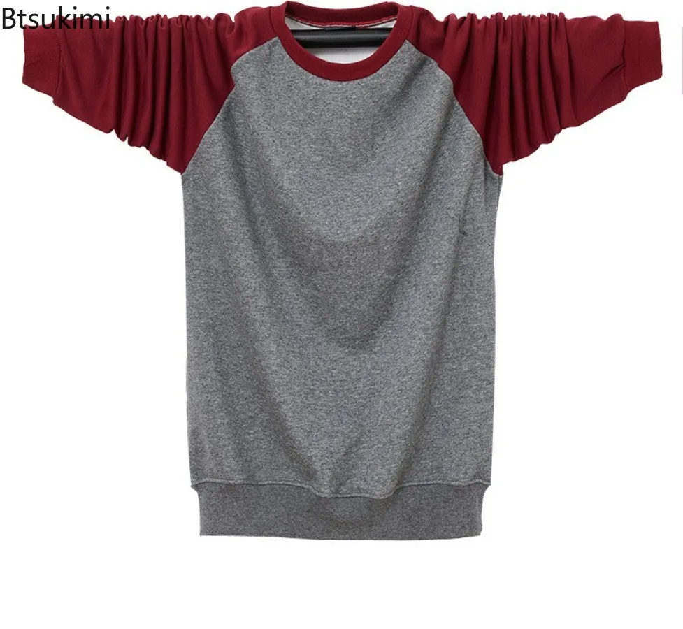 Plus Size 6XL Men's Clothing Autumn Winter New Long Sleeve Fleece Lining Warm Hoodies Fashion Color Blocking Casual Sweatshirts