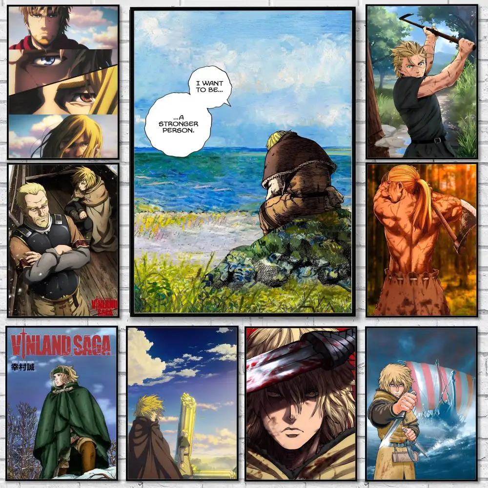 Póster de Vinland Saga Anime Manga, pegatina de pared HD impermeable, póster artístico autoadhesivo, decoración del hogar resistente a la decoloración