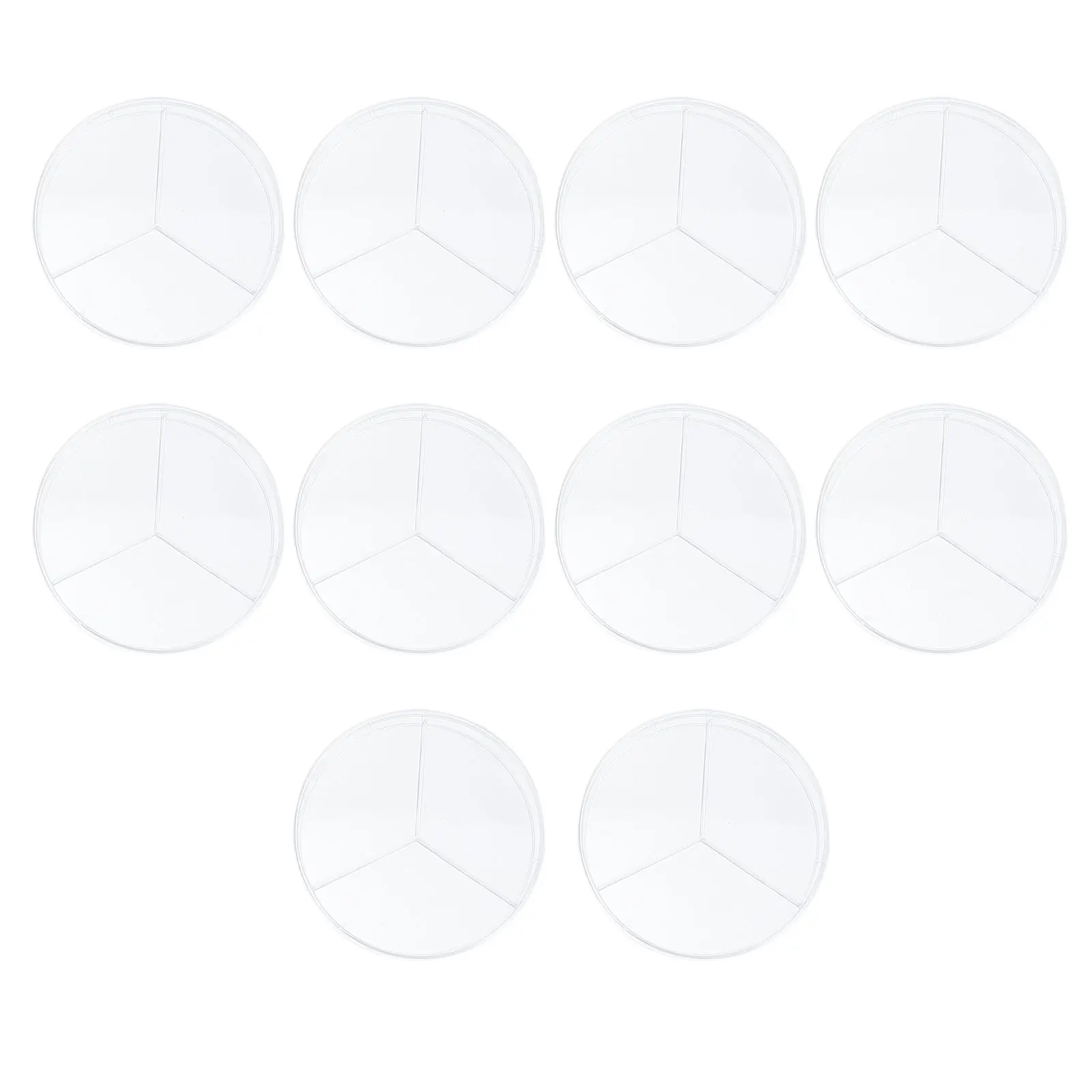 10 stks Bacteriële Cultuur Petrischalen Drie Compartimenten Transparante Plastic Set Voor Lab Wetenschapsexperimenten Biologie Studie