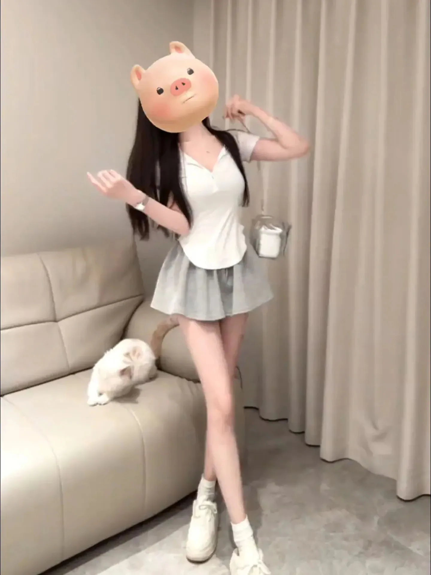 

Комплект из двух предметов Sweet Girl: женский летний костюм с V-образным вырезом, коротким рукавом, плиссированный, пышный, в корейском стиле