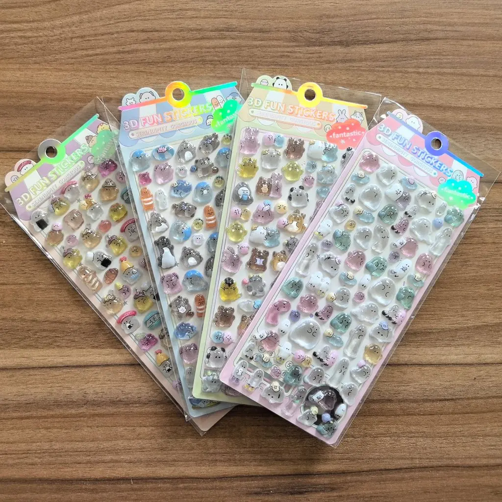 

4 Pieces Kids' Cartoon Cute Soft Ghost 3D Stickers Adorable Decals for Phones Notebooks Pencil Cases BulingBulingStickers Store