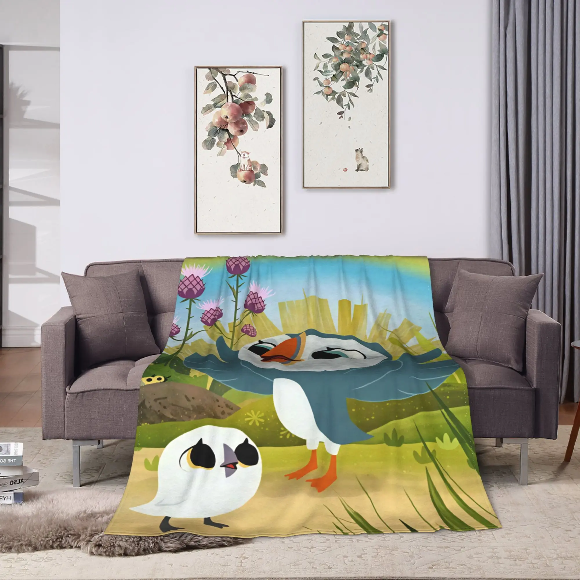 Puffin Rock And New Friends Soft Warm Blanket Plush Throw Blanket Street Trend Couch Chair Flannel Bedspread Sofa Bed Cover