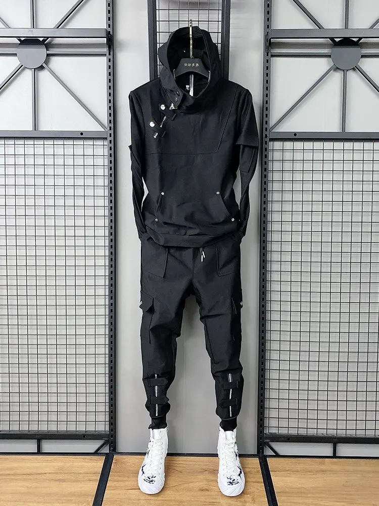 

Spring Autumn New Sle Men's Hoodie Set Thiened Floing Functional Workwear Casual Sports Two-Piece Suit Teenager Long Sl...