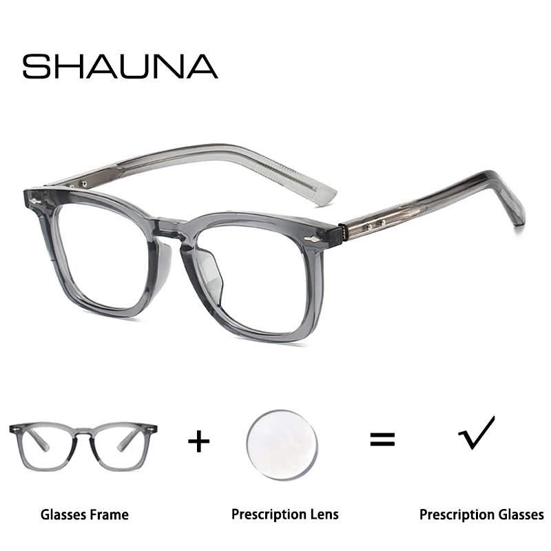

SHAUNA Retro Square Women Men Prescription Glasses Fashion Rivets Gradient Myopia/Hyperopia/Progressive Optical Lens with Recipe