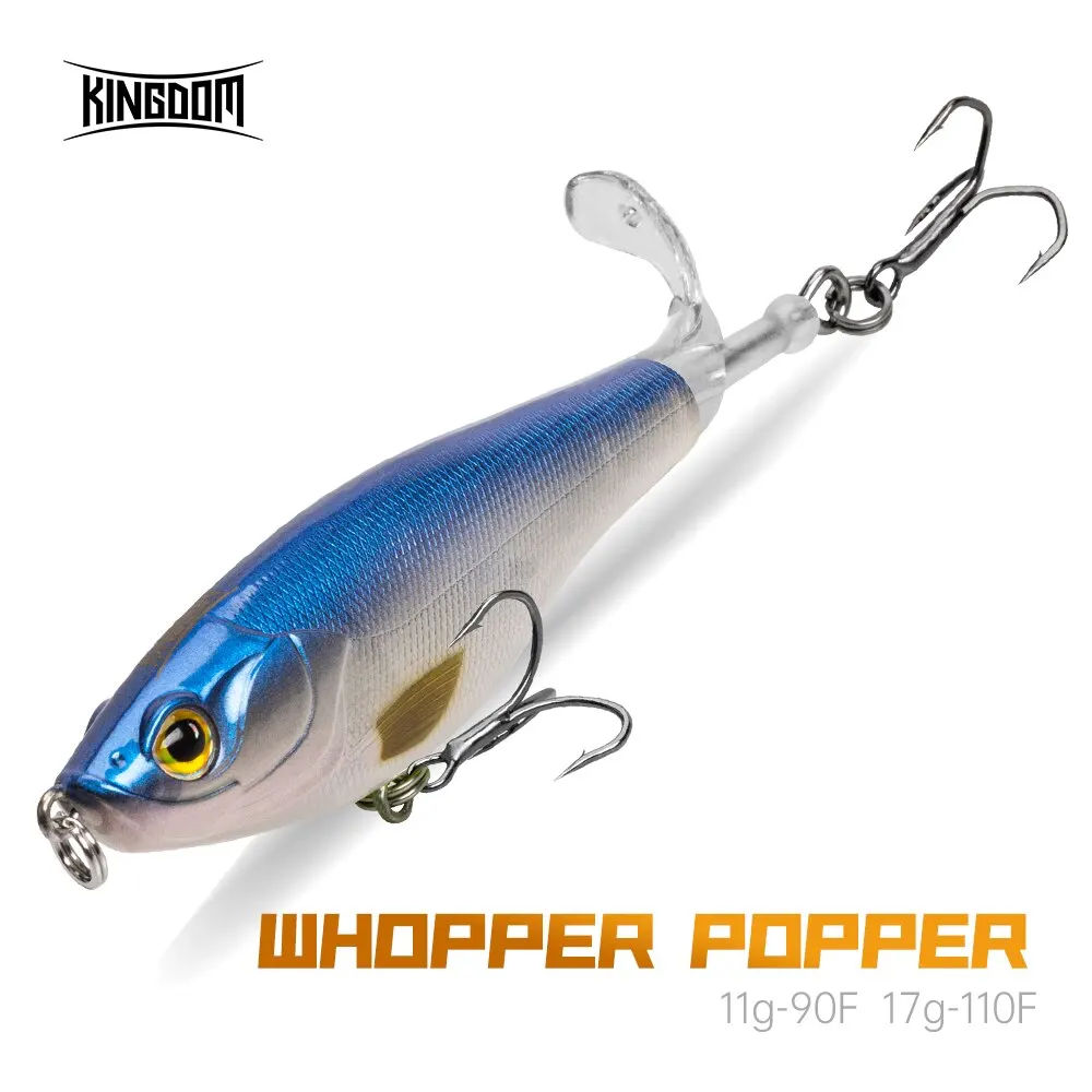 Kingdom Topwater Propeller Pencil Bait Popper Whopper Plopper 90mm 11g 110mm 17g Artificial Wobblers For Bass Pike Hard Lures