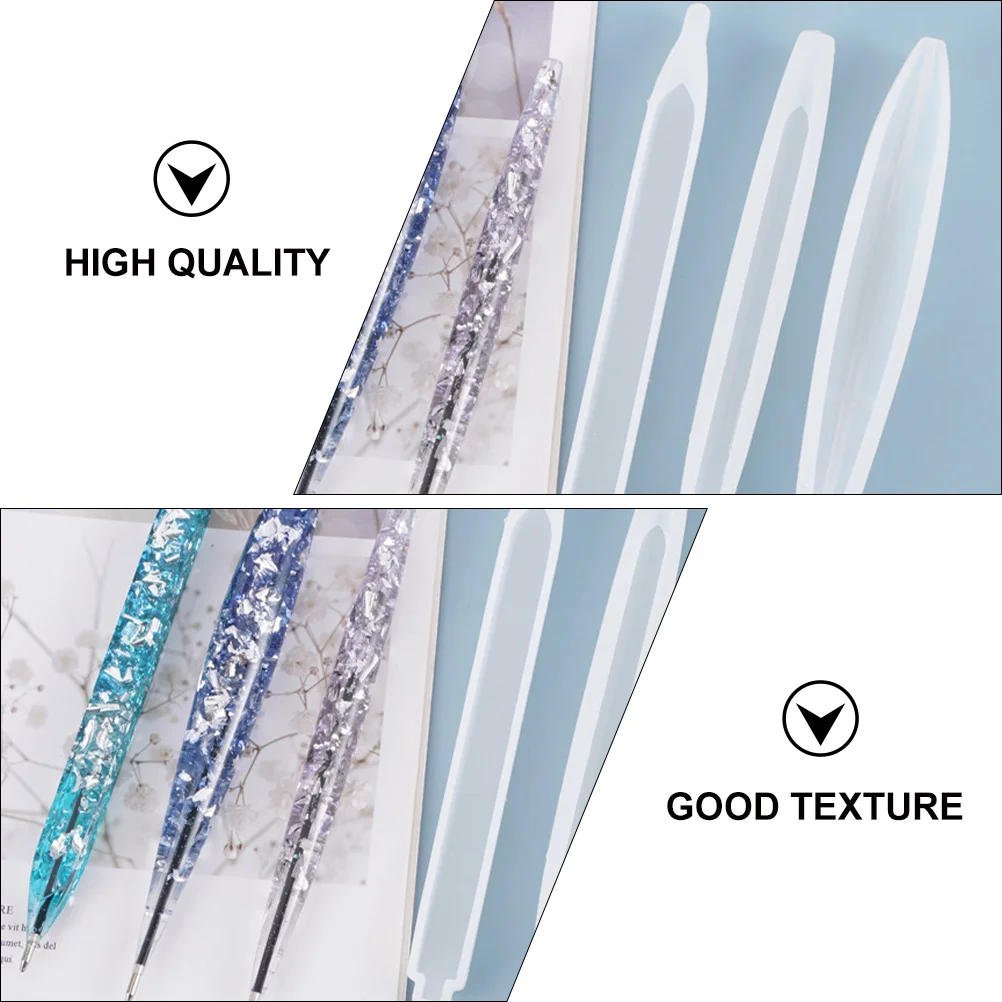 

3 Pcs Crystal Epoxy Mold Relaxing Pen for DIY Resin Crafts Ballpoint Casting Silicone Silica Gel Transparent