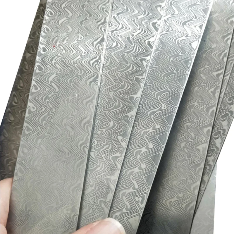 Dropship kute kęsy noża ze stali damasceńskiej produkcja noży surowiec stal kanapkowa DIY puste miejsca części do narzędzi barowych 200x30x3mm — zdjęcie 7