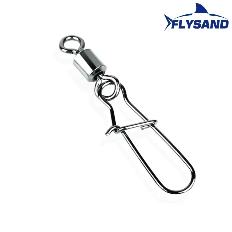 FLYSAND 100PCS/Bag Pike Fishing Accessories Connector Pin Bearing Rolling Swivel Stainless Steel Snap Fishhook Lure Swivels