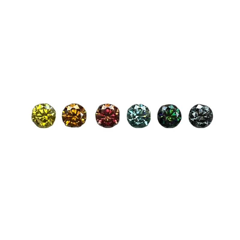 1CT Colored Moissanite Loose Stone Round Brilliant Cut Genuine Moissanite Passes Diamond Tester for Charms Beads Jewelry Making