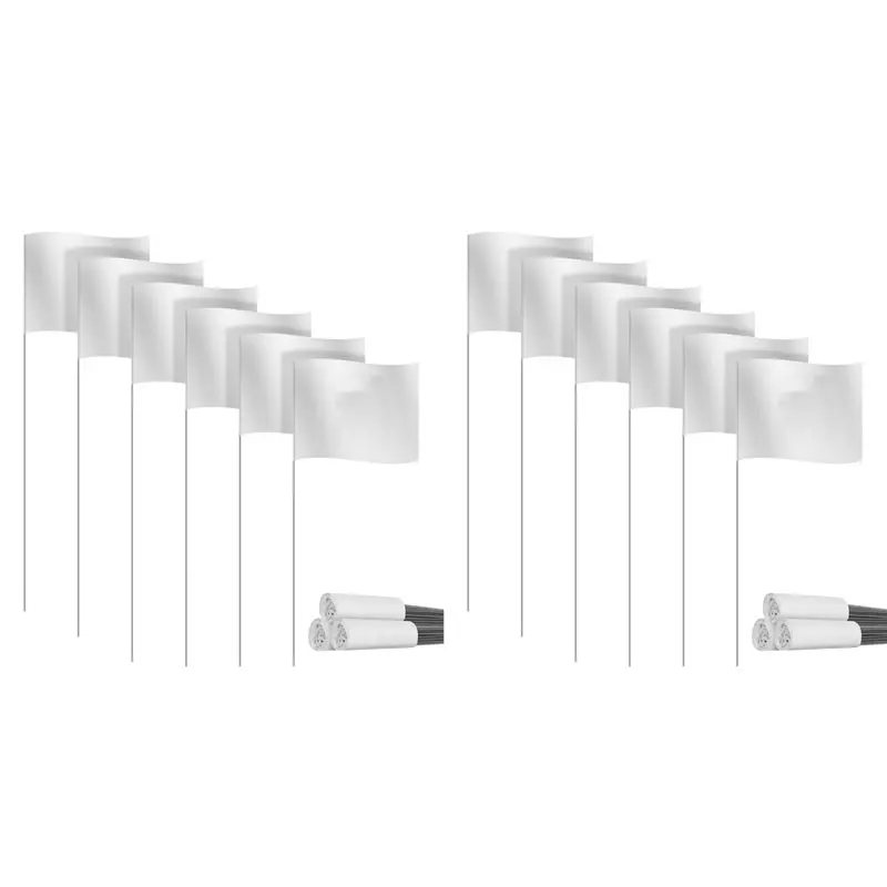 Marking Flags Marker Flags For Lawn 60 Pack, PVC Small Flags,Marking Flags Lawn Flags, Garden Flags,Survey Flags,White