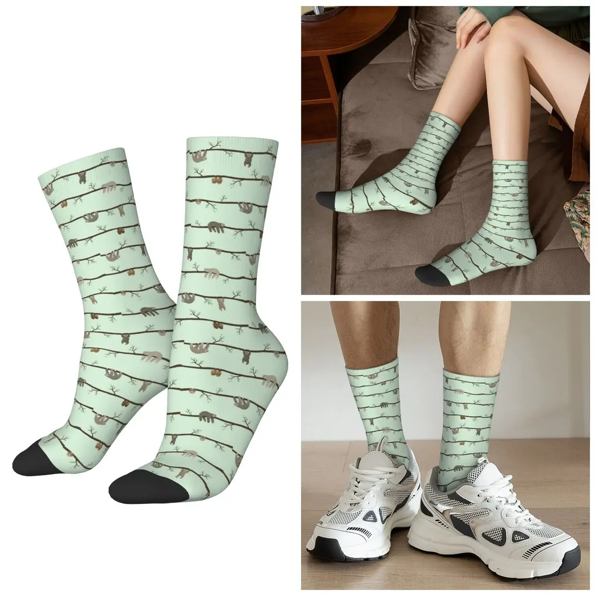 All Seasons Sloths Socks Harajuku Crew Socks Fashion Stockings for Men Women Gifts