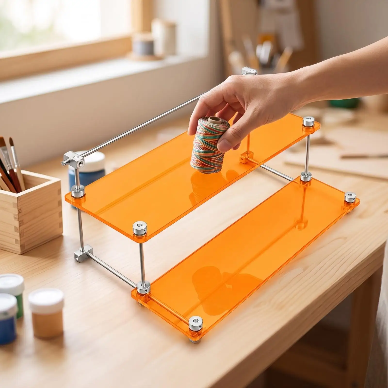 Space-Saving Stepped Tabletop Rack | Open Elevated Frame, Sturdy Metal Rods, Countertop Shelf Organizer, for Office