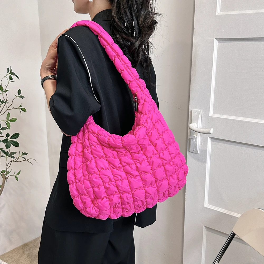 Quilted Padded Crossbody Bag for Women Pleated Bubbles Cloud Shoulder Bags Large Capacity Tote Bags Down Texture Crossbody Bag