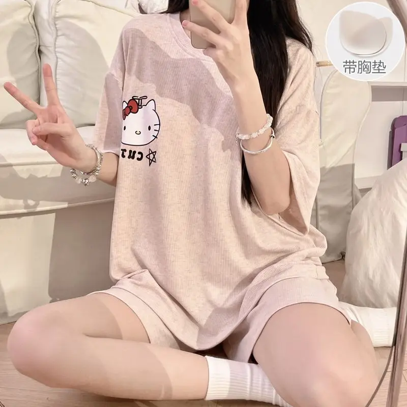 

Футболка с короткими рукавами Hello Kitty для мужчин, новая весенне-летняя мужская и женская футболка с героями мультфильмов для девочек, хлопковая дышащая повседневная футболка для мальчиков