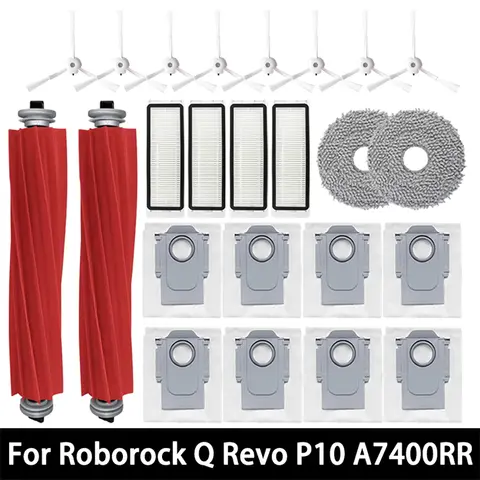 Roborock Q Revo P10 A7400RR 로봇 진공 청소기 액세서리 메인 사이드 브러시 Hepa 필터 걸레 천 먼지 봉투 예비 부품