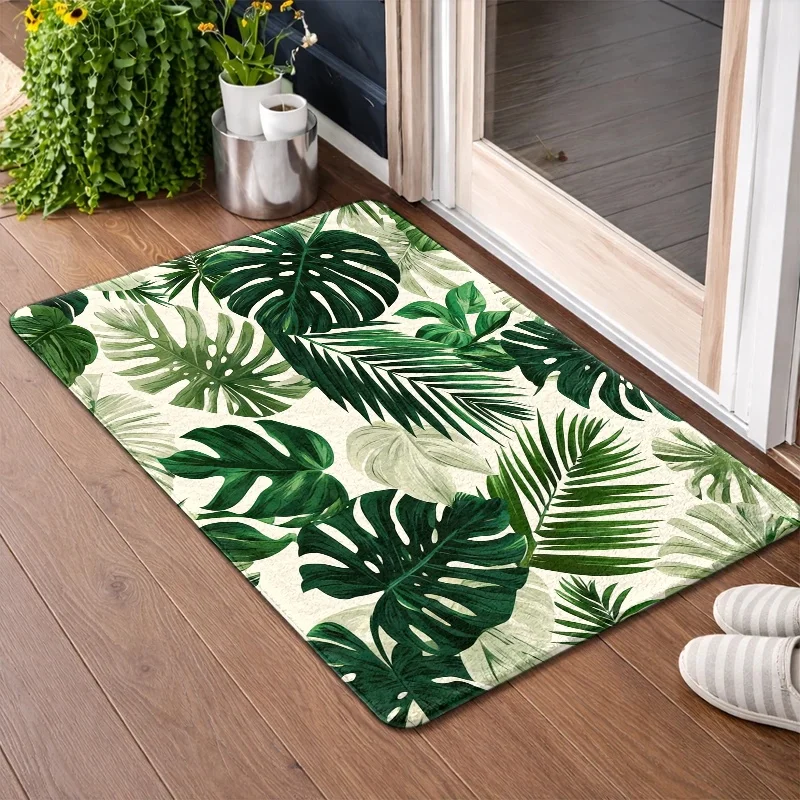 Farmhouse Vintage Wood Plank Blessed Lemon Mat Yellow Citrus Leaf Retro Design Anti Slip Washable  Front Entry Decor Doormat