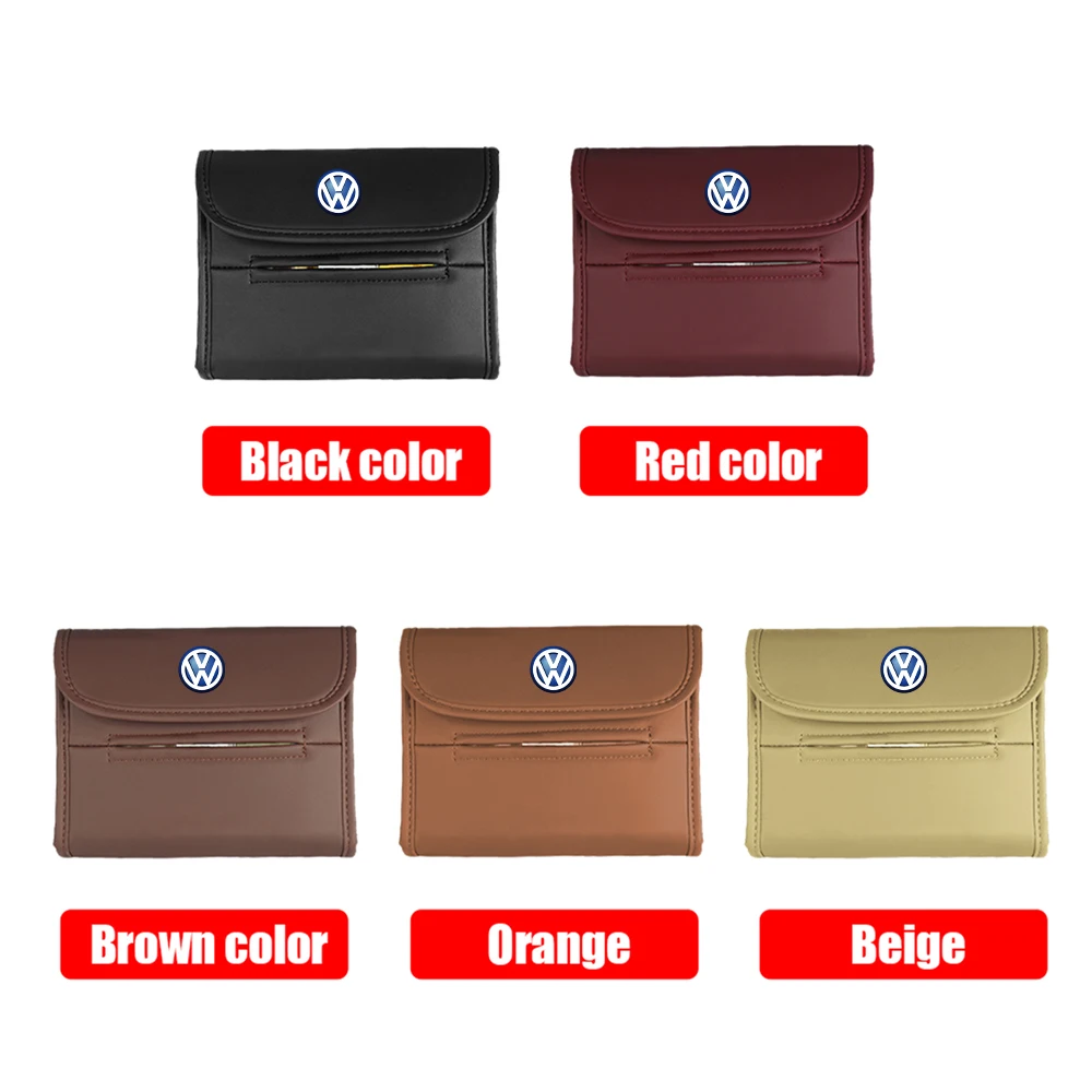 1PC PU Leather Car Tissue Box Paper Towel Bag Hanging Storage Accessories For VW Volkswagen Jetta Golf Beetle CC EOS GTI R32 MK4