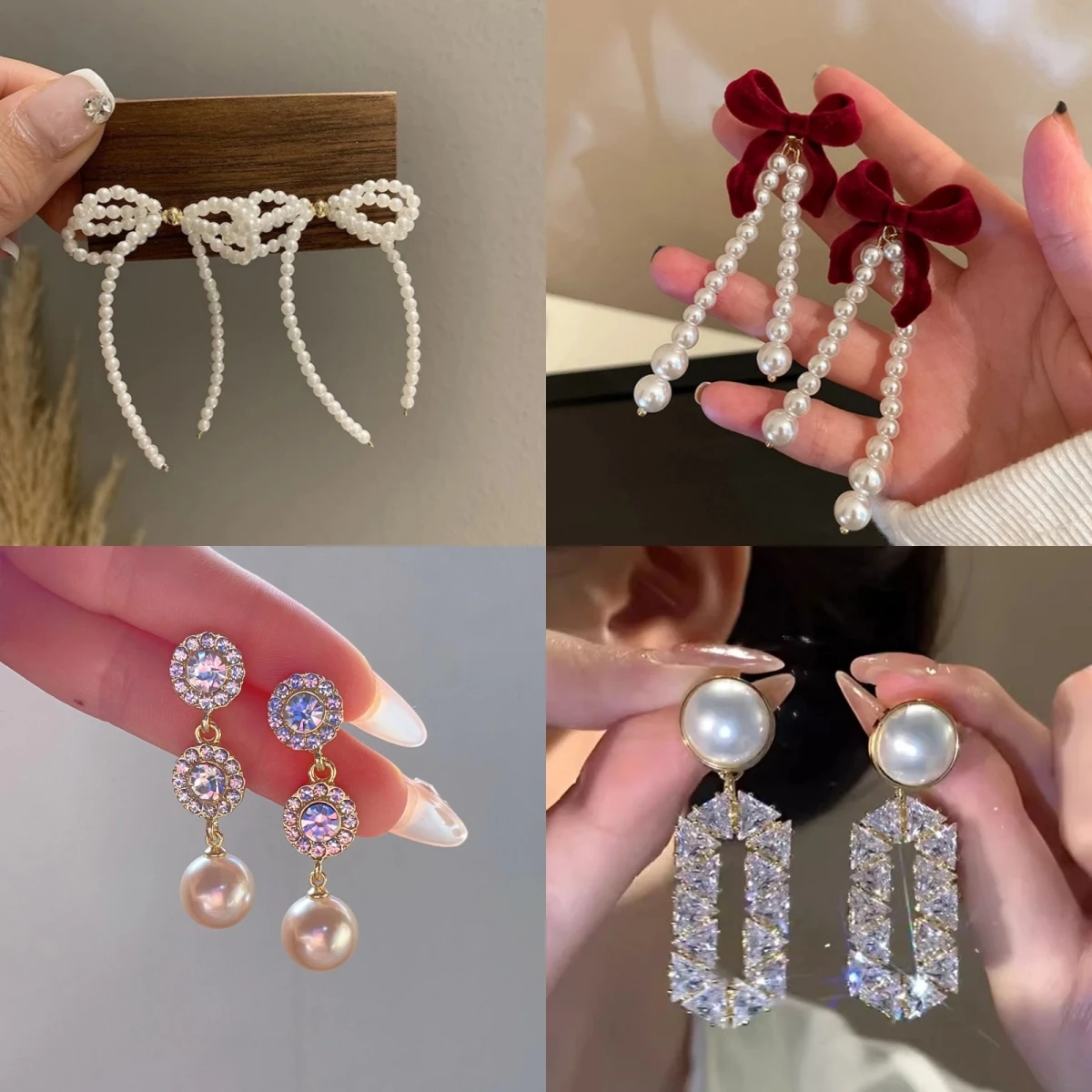 Fashionable Luxury Fringe Pearl Butterfly Knot Earrings Trendy Unique Women's Elegant Tassel Ear Jewelry
