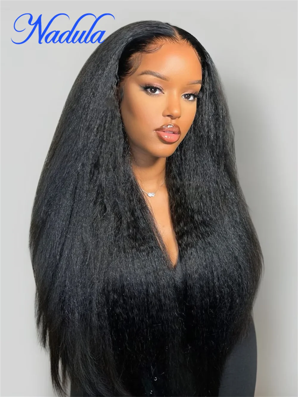 Nadula Hair EasiContour ™ Glueless Wig New V Part Yaki Straight Glueless Beginner Friendly Quick & Easy Human Hair Wigs