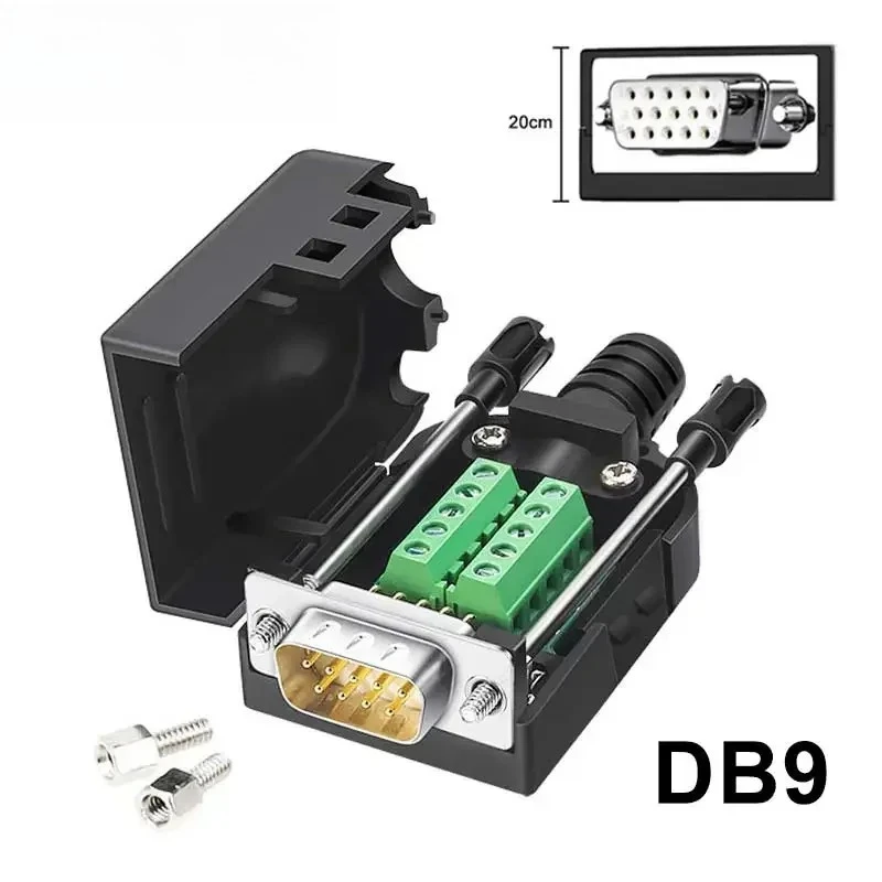 DB9 Male Female Clip-on Solderless Connectors Wave Soldering 9Pin Gold-plated Pin Joint 232 Serial Port Solid Pin Terminal Nut