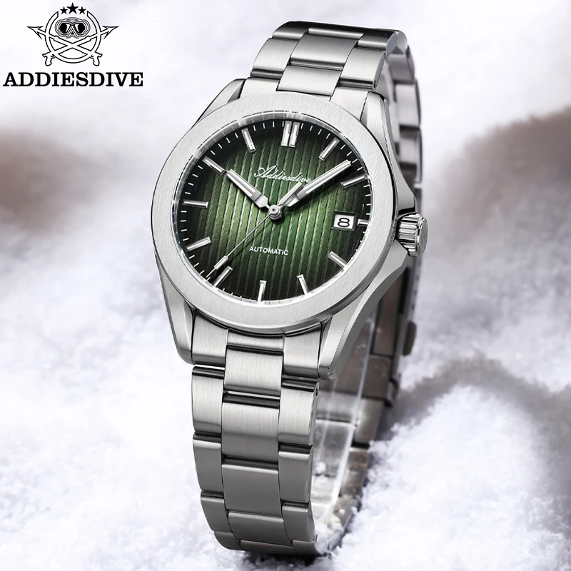 ADDIESDIVE Men's Watch NH35 Automatic Sapphire Domed Stainless Steel Mechanical Wristwatch 200m Waterproof Luminous Luxury Watch