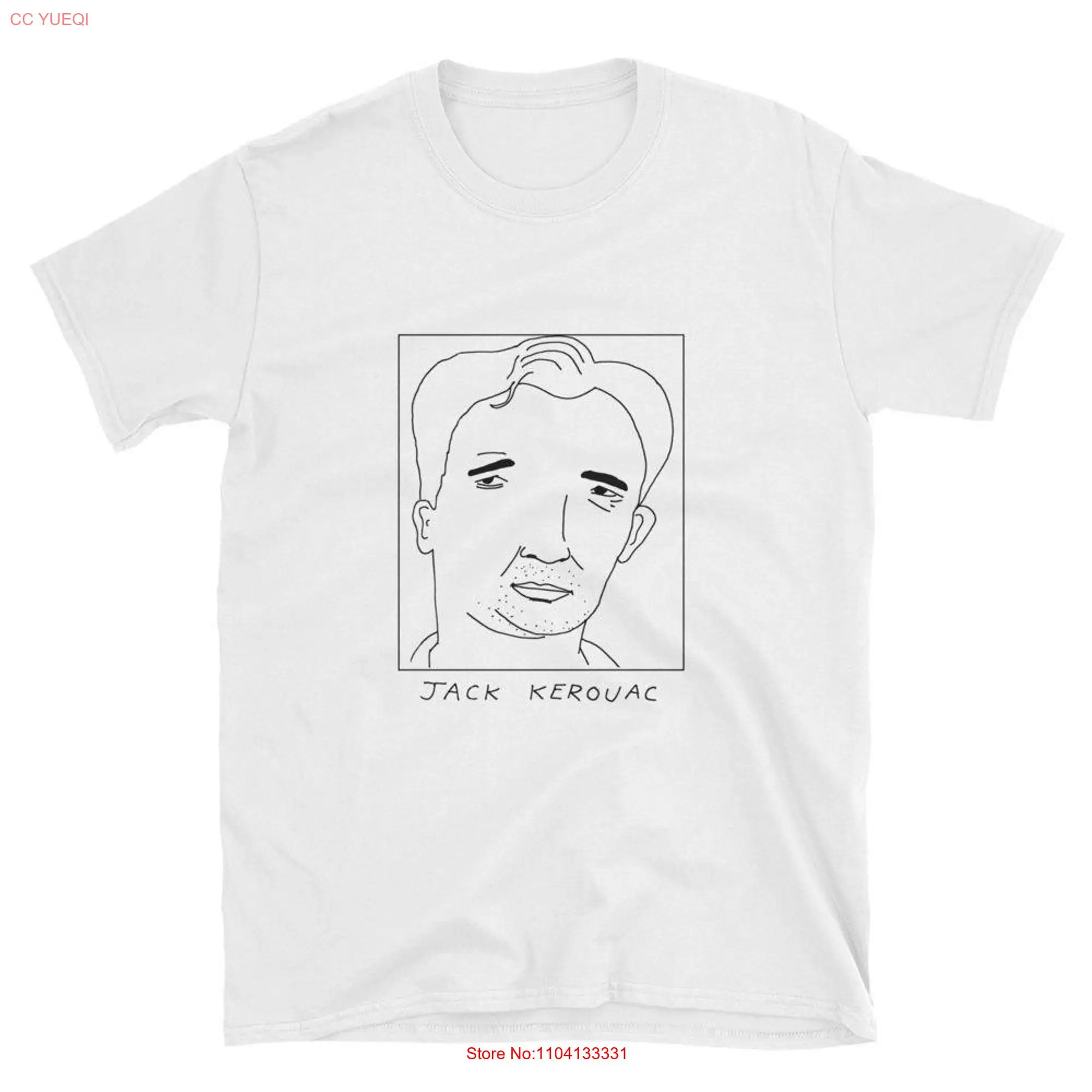 Badly Drawn Authors Jack Kerouac T Shirt FREE Worldwide Delivery long or short sleeves