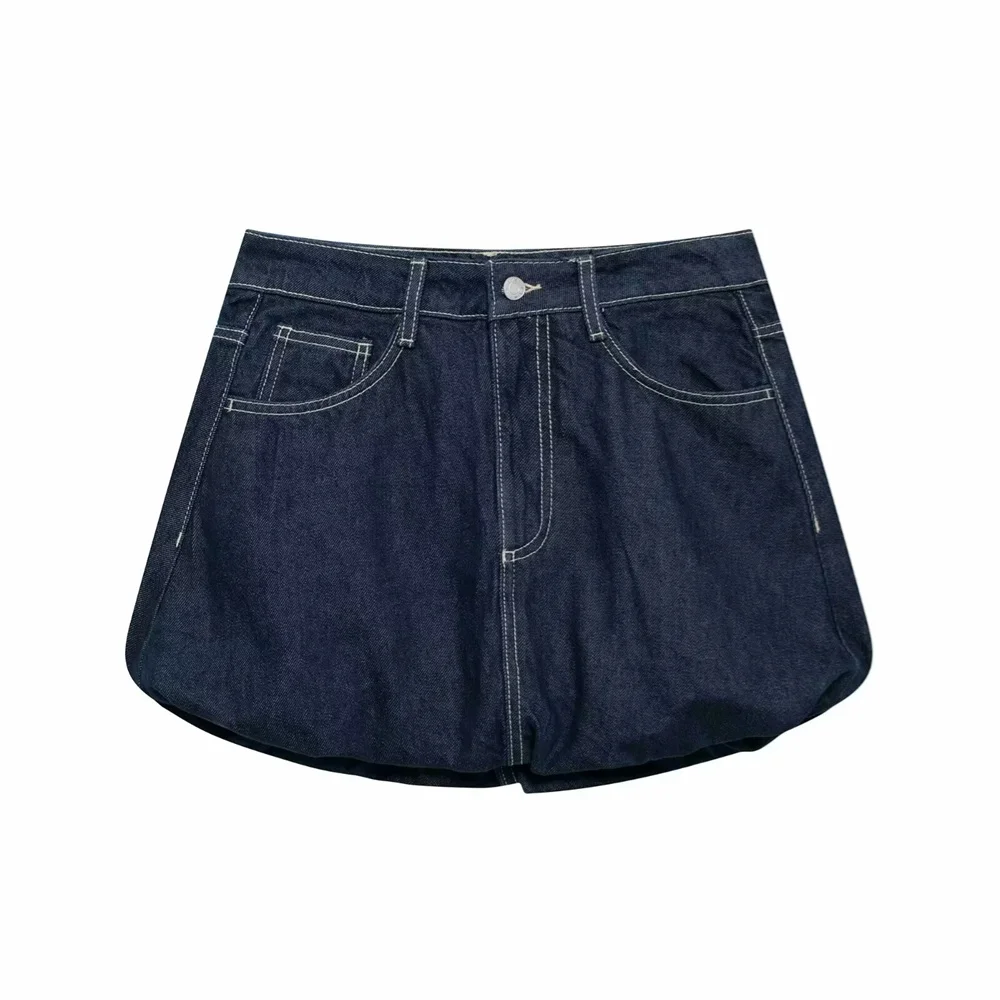 

Taop&Za 2024 Summer New Product Women's Fashion Leisure Versatile Button Balloon Edition Denim Skirt