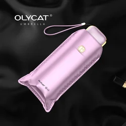 Olycat Mini Pocket Flat Umbrella Titanium Silver Coating Sun UV Umbrellas Rain Women Portable Clear Parasol Umbrella Paraguas