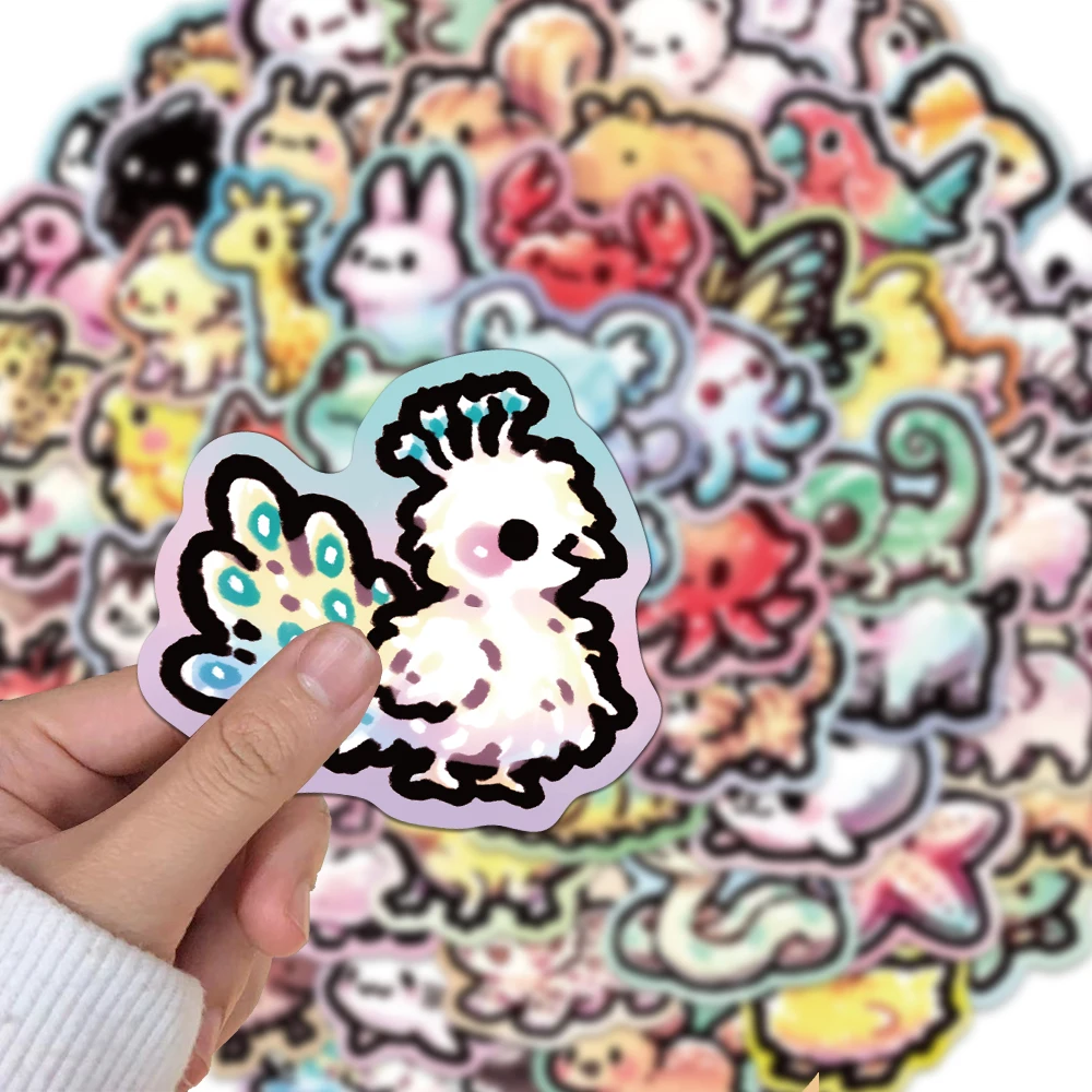 65개 창의적인 동물 그래피티 간단하고 귀여운 스티커, 계정 장식, 휴대폰 케이스, 맞춤형 방수 스티커
